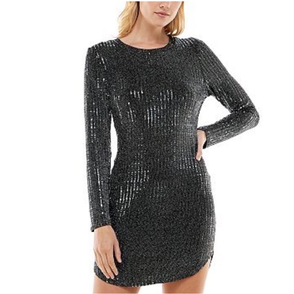 B Darlin Black Shimmer Bodycon Mini Dress Size Small